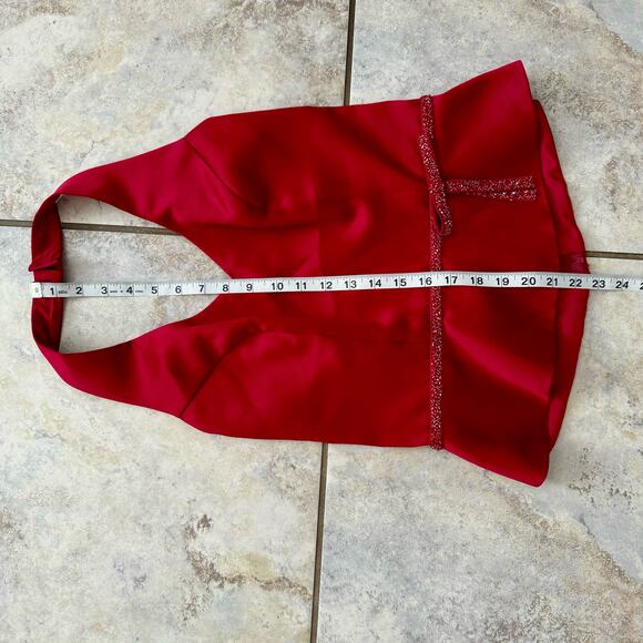 Alexia Designs Red Halter Beaded Bow Top size Formal Holiday Wedding Valentines - Picture 4 of 11